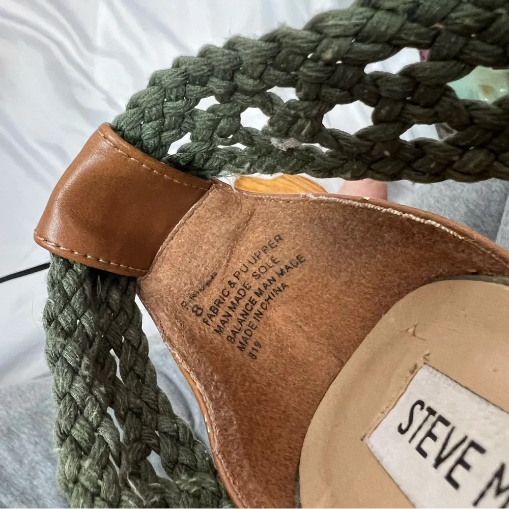 Steve Madden Magestee Espadrille Wedge Heels Green, size 8